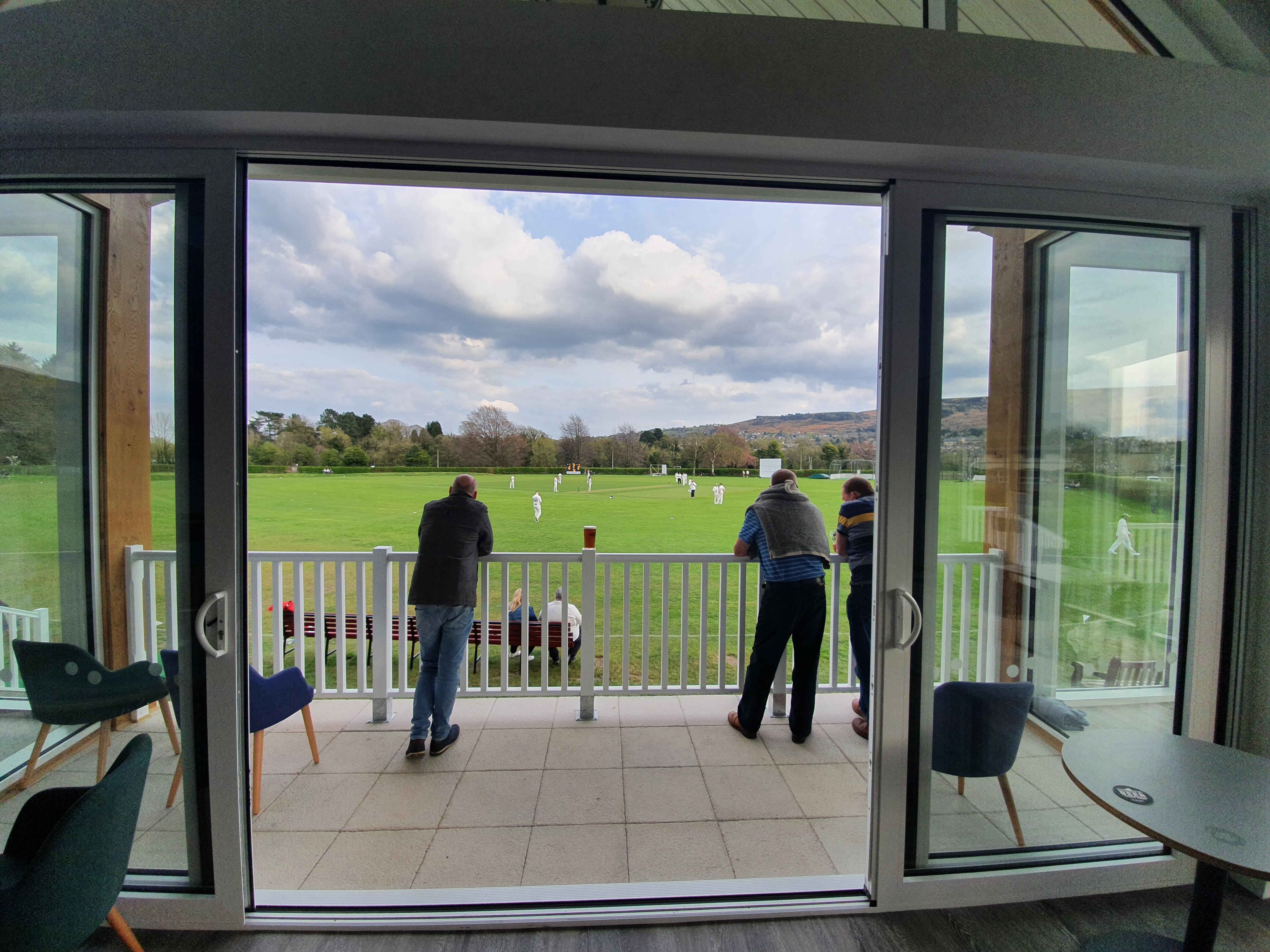 View out to cricket ground from inside