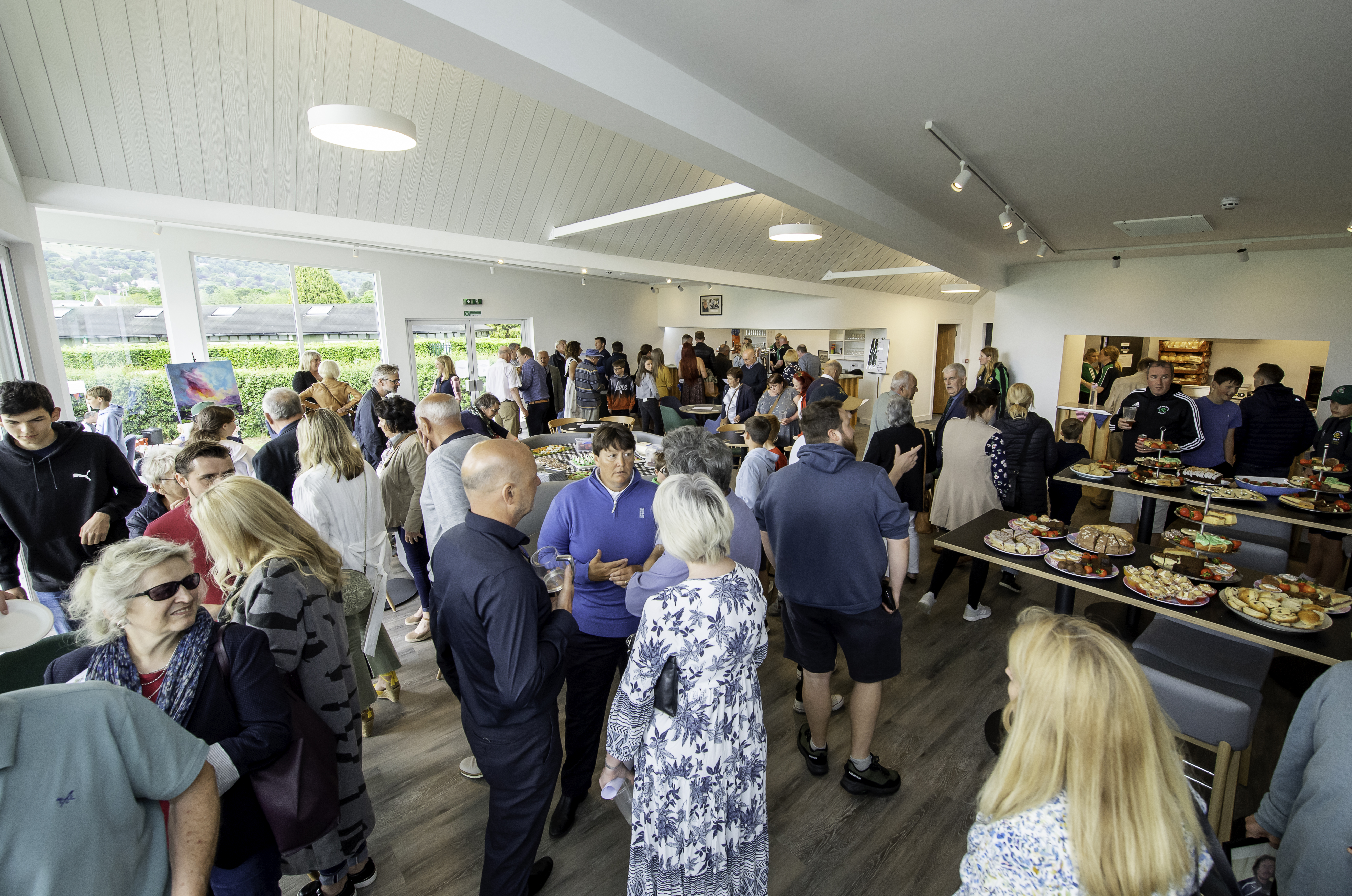 Clubhouse interior during a busy event